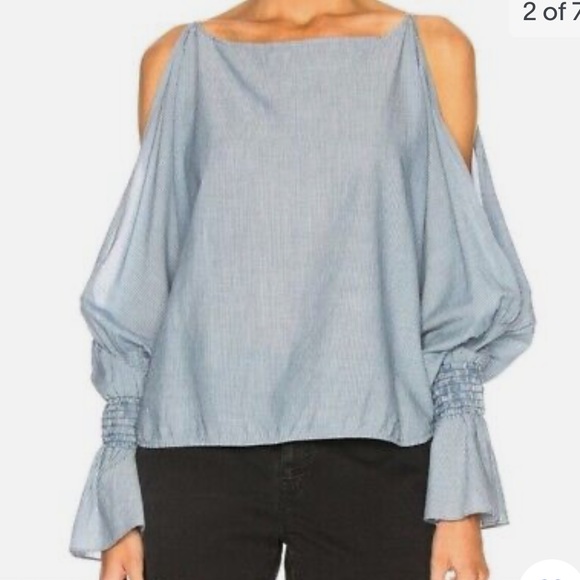 Nili Lotan Cold Shoulder Devon Blouse, Striped - Picture 3 of 8